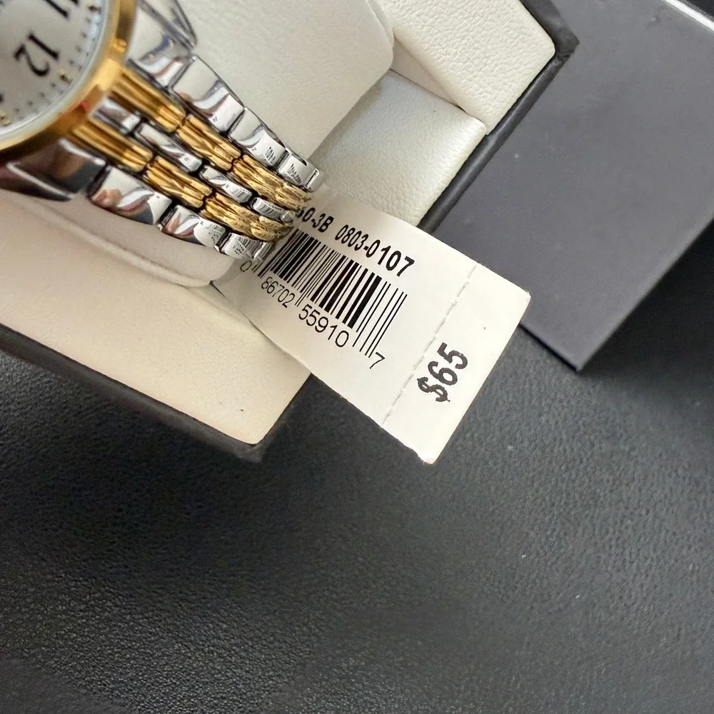 MSRP $65 Armitron 75/5304TTB‎ Women's Two Tone Bracelet Quartz Watch New Batter
